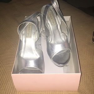 Touch Ups silver pageant sparkly wedges